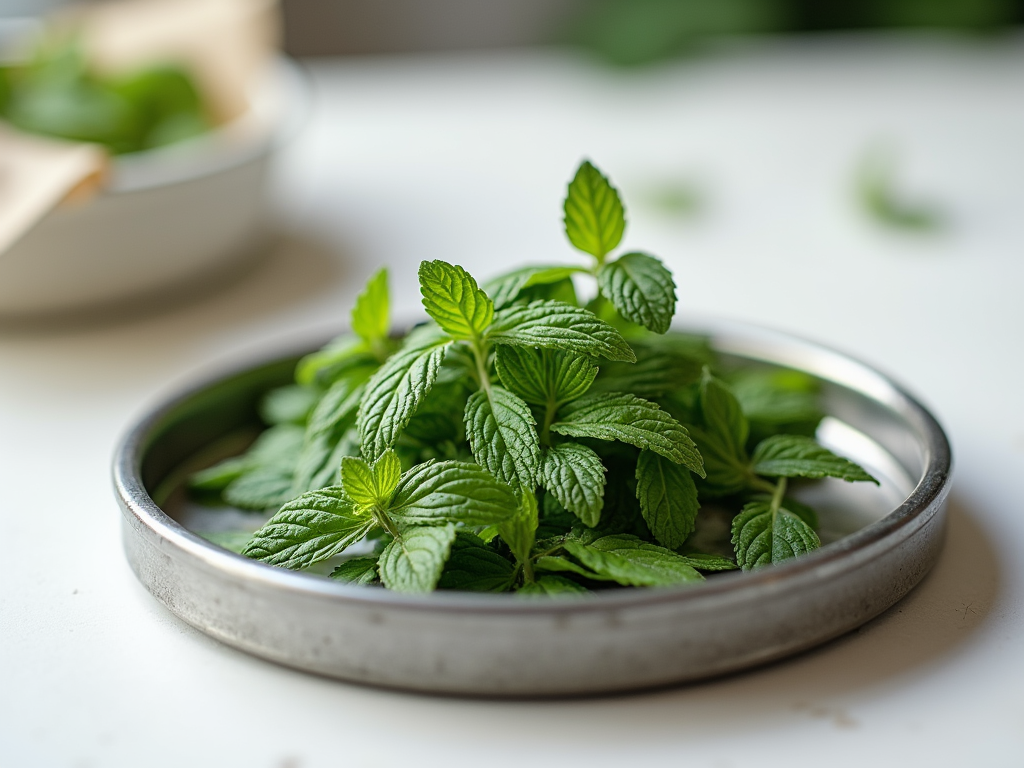 Dried mint leaves